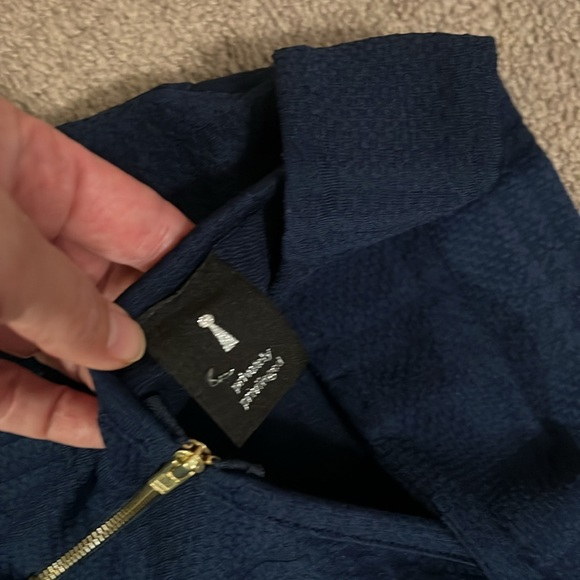 Privetly Privileged bodycon midi navy classy textured skirt lower back opening - Picture 5 of 6